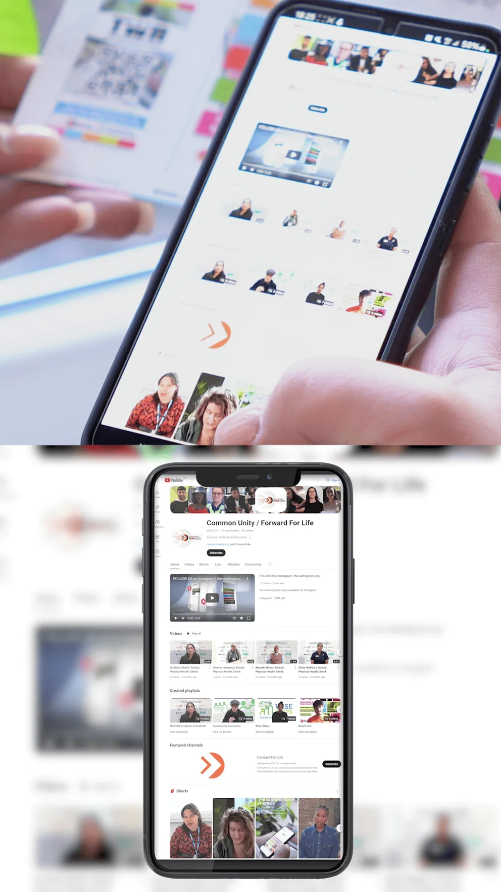 Mobile view of Common Unity and Forward For Life video channel