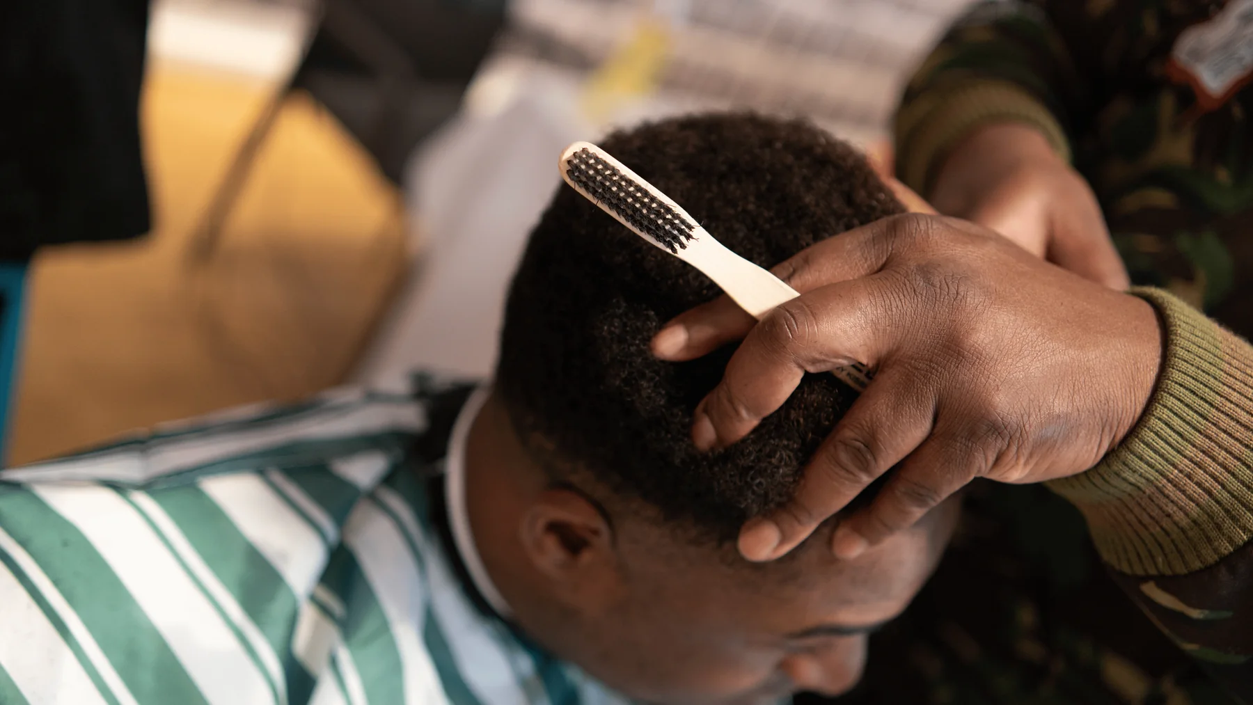 Community barber support closeup