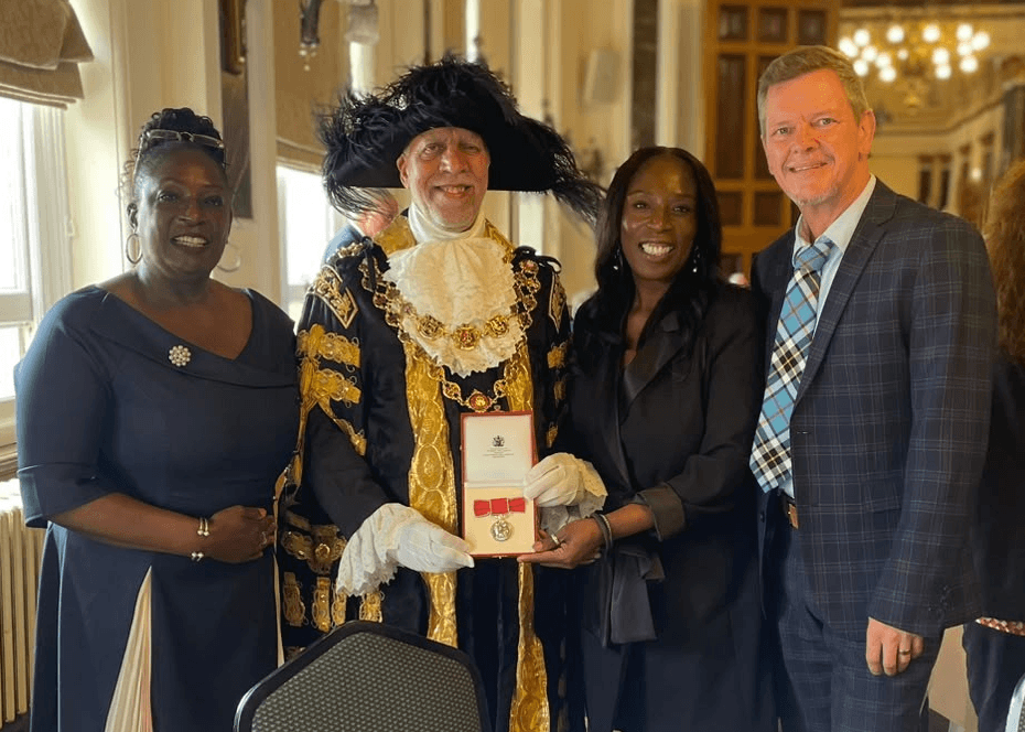 Caron with the Lord Mayor of Birmingham Councillor Zaker Choudry
